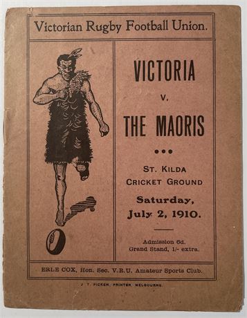 Rugby Union-Tour prog. 1910 Maori v Victoria 2 Jul